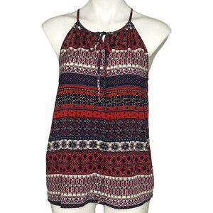 Collective Concepts Racerback Tank Top, Red White Blue Pattern Women's Sz Large
